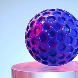 Tough Natural Rubber Dog Chew Toy Indestructible Squeaky Ball for Aggressive Chewers Beef Flavor Hexagonal Design Dental Health