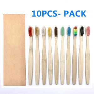 10PCS Natural Bamboo Toothbrush Set Soft Bristle Charcoal Teeth Whitening Bamboo Toothbrushes Soft Dental Oral Care  Adult/Kids