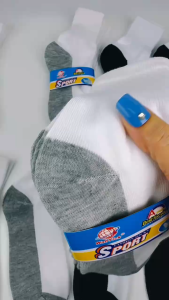 Linaria Mens and womens college socks color-blocked anti-dirt socks mid-tube breathable cotton socks deodorizing and sweat-absorbing white gray and black bottom mens and womens sports socks couple socks sizes 36-46