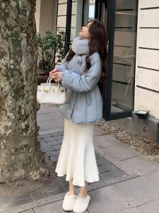 Benxi High Waist Knitted Mid-Length A-Line Fish Tail Skirt Womens Bodycon Half Skirt Three Colors Pure Color Winter 2023