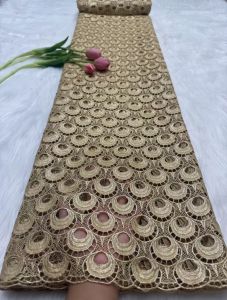 Vải Ren Guipure Châu Phi Chất Lượng Cao Hòa Tan Trong Nước 5 Thước Dành Cho Đầm Dự Tiệc Cưới Của Phụ Nữ Nigeria