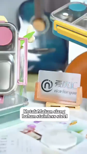 Kotak Bekal Stainless 850ml | Kotak Makan Stainless 3 Sekat Anti Tumpah Food Grade / Lunch Box Kotak Makan 850ml 3 Sekat SUS 304