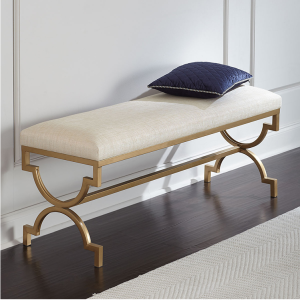 Nordic Style Simple Modern Luxury Long Bench Bedroom Slipper Stool Adult Iron Metal Fabric Finish No Assembly Required