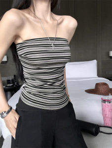 GUZILIAN | เสื้อกั๊กสั้นสายเดี่ยวสีบล็อกสำหรับผู้หญิงในช่วงฤดูร้อน เสื้อชั้นในเซ็กซี่ ดีไซน์หลังสวย ใส่ด้านนอกได้ ทรงเข้ารูป สไตล์หวานและเผ็ดร้อน