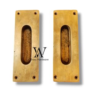 Handle Pintu Rumah Kuningan Sliding Kom Geser Kotak Polos Antik 2 Pcs