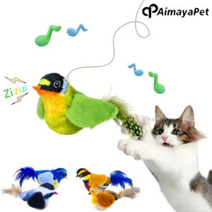 AIMAYAPET Interactive Cat Toys: Feather Chirping & Squeaky Bird Plush