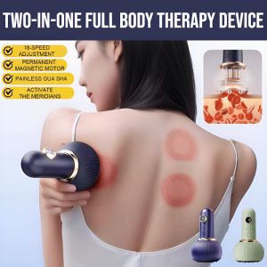Cupping And Gua Sha Two-In-One Full Body Therapy Device Electric Cupping Scraping Electric Gua Sha Instrument Vacuum Cup Massage Whole Body Unblocking Meridian Brush