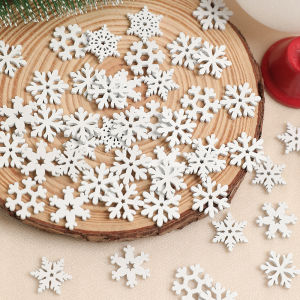 50/100PCS Wooden Snowflakes For Christmas DIY Ornaments Home Room Decor Perfect For Craft Projects And Tree Decoration