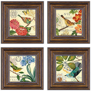 ZHIZHOU | American Style Framed Floral and Birds Canvas