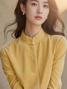 Elegant Young Style Velvet Shirt Womens Fashionable Stand Collar Chinese New Style Long Sleeve Pure Color Business Commute