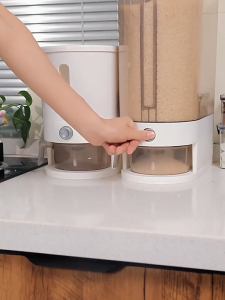 KUKI 5/10KG Airtight Rice Storage Container -Anti-Bugs & Moisture Proof Automatic Rice Dispenser with cup
