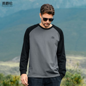 Áo Thun Cotton Dài Tay Enjeolon 270g Nặng Cho Nam Cổ Tròn Rộng Rãi Tay Lửng in Họa Tiết Quần Áo Thường Ngày