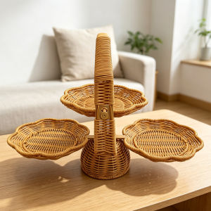 Hand woven display rack/multi-layer display rack/foldable storage tray/creative tray/home camping garden outdoor use/harvest