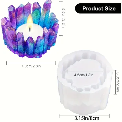 1 crystal cluster tea lamp candle resin mold suitable for DIY crystal candle holders jewelry storage boxes and flower POTS