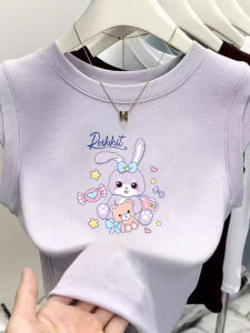 Childrens Summer Sleeveless T-Shirt Cartoon Print Casual Fashionable Polyester Fabric round Neck Short Sleeve Vest Korean Style Girls