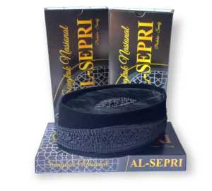 Peci songkok hitam motif kembang kol AC AL-SEPRI bahan beludru premium kualitas terbaik