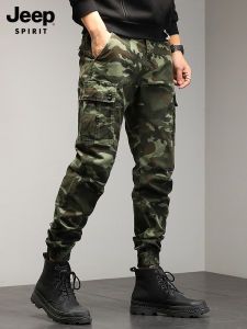 JEEP SPIRIT | Camouflage Workwear Pants Casual Loose Multi Pocket Jogger Trousers