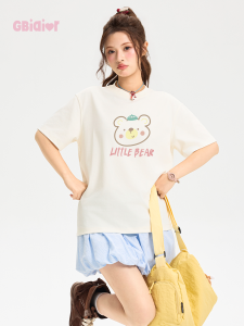 Gbiaior | Cute Leisure Style Bear Print Short Sleeve Tshirt