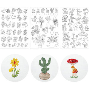3 Sheets Water Soluble Hand Sewing Stabilizers for Fabric Embroidery Mushroom Embroidery Patterns Water Soluble