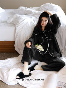 BEIYAN | Thick Warm Autumn Winter Fleece Pajamas Set Black
