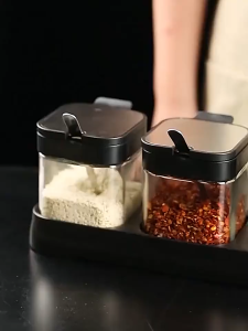 4 In 1 Glass Condiment Jar Airtight Sealed Salt Sugar Spice Storage Bekas Rempah Multi‑Purpose Food Container For Kitchen Countertop Organizer