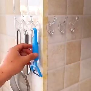 Gantungan Dinding Tanpa Paku 6 Hook Gantungan Tempel Cantolan Baju 6/Gantungan Hook Tempel Baju Dinding Serbaguna Kamar Mandi Dapur
