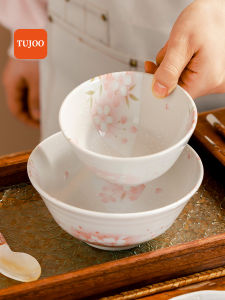 New 2025 Japanese Style Ceramic Bowl High Aesthetic Value Glazed under Color Soup Noodle Bowl Heat Resistant Dining Utensils Set