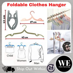 (Ready Stock) Foldable Cloth Hanger - Mini Portable Folding Travel Plastic Clothes Hanger Drying Rack Anti-Slip Penyidai Baju Towel Tudung