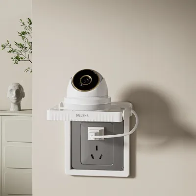 No Drilling Socket Shelf Wall Mounted Router Holder Punch-Free Power Outlet Storage Rack for WiFi Router Wall Shelf