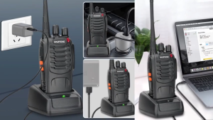 Baofeng BF888S Walkie Talkie Set of 2 Handheld Radio Transceiver Long Range Portable Two Way Radio Clear Audio Rechargeable for Security Hotel Construction