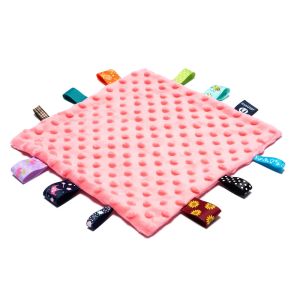 Insular | Baby Cotton Muslin Sensory Dots Taggies Security Comfort Blanket Soothing Cuddly Soft Plush Handkerchief Washcloth Wipe Gift