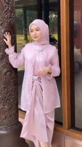 One Set Wanita Kekinian Jemma Outer Organza Outfit Setelan Kondangan Rok Lilit