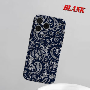 BILIBILI | Dark Blue Lace Paisley Phone Case for iPhone 18 17 16 15 14 13 12 11 Air Pro Max Plus Double-layer Cover