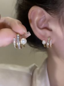 Hoa Tai Hình Chữ C Đính Đá Zircon Micro-Set Sang Trọng Thời Trang Bạc S925 Cho Nữ Trang Sức Thời Trang Mới Về