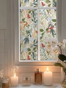 French Style Dopaamine Bathroom Privacy Film Static Cling Glass Door Decorative Toilet Room High End Feeling Home Decor