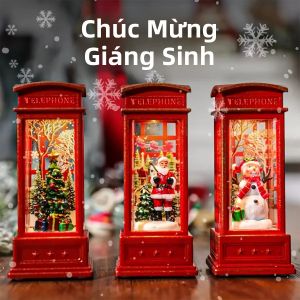 Đồ Trang Trí Điện Thoại Kiểu Cổ Điển Giáng Sinh Màu Đỏ Với Ông Già Noel Người Tuyết & Cây Thông Kèm Đèn LED Vật Trang Trí Nhà Cửa