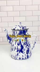 Teko Blirik  TB ESSENTIALS Hijau Biru Enamel 2.1 Liter  / Teko Jadul Jaman Dulu Seng Kaleng Belirik