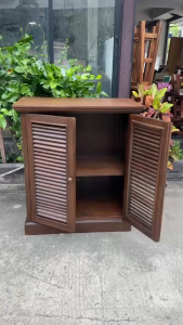ตู้ไม้สัก ตู้เก็บของ สูง90 xยาว80xลึก45cm  2 บาน 2ชั้น ตู้เอนกประสงค์