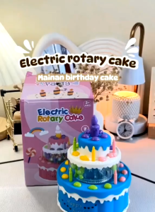Mainan Anak Kue Ulang Tahun Elektrik Lampu Dan Musik Birthday Cake Baterai