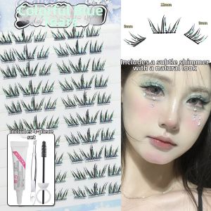 Faiccia | Gradual Blue Tear Newbie-Friendly Realistic Lively Self-Adhesive False Eyelash Single Clusters