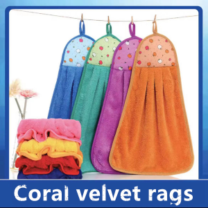 Coral Fleece Hand Towel Absorbent Cloth Dishcloths Hanging Cloth Kitchen Accessories 30*40cm