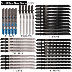 DGEV10/20/25/35/40PCS Jigsaw Blade Set T-Shaft HCS HSS Jig Saw Blades for Wood Plastic and Metal Cutting