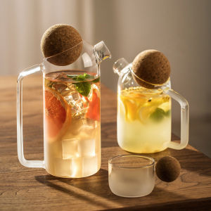 OMK กาต้มน้ำสำหรับน้ำเย็นกาน้ำชาชุดแก้วชาแก้วบอโรซิลิเกตทรงสูงด้วยมือสไตล์ญี่ปุ่นเหยือก & เหยือกใส่น้ำชาทนความร้อน