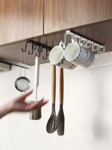 iPii Hanging Shelf Hook Shelf Of Punch Rack Multifunction Hanger For Kitchen Gadgets Cabinet Cupboard Dish rak dapur 6 Hooks Kitchen Hanger Iron Hooks Shelf