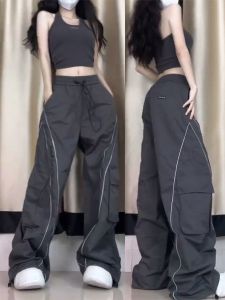 Quick Dry Sport Pants Womens Spring Autumn Jazz Dance Style Loose Fit Casual Workwear Trousers Sun Protection High Waist Long Pants