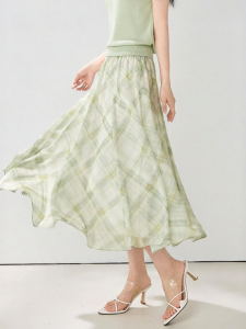 OSA | Elegant Slim A-Line Plaid Skirt