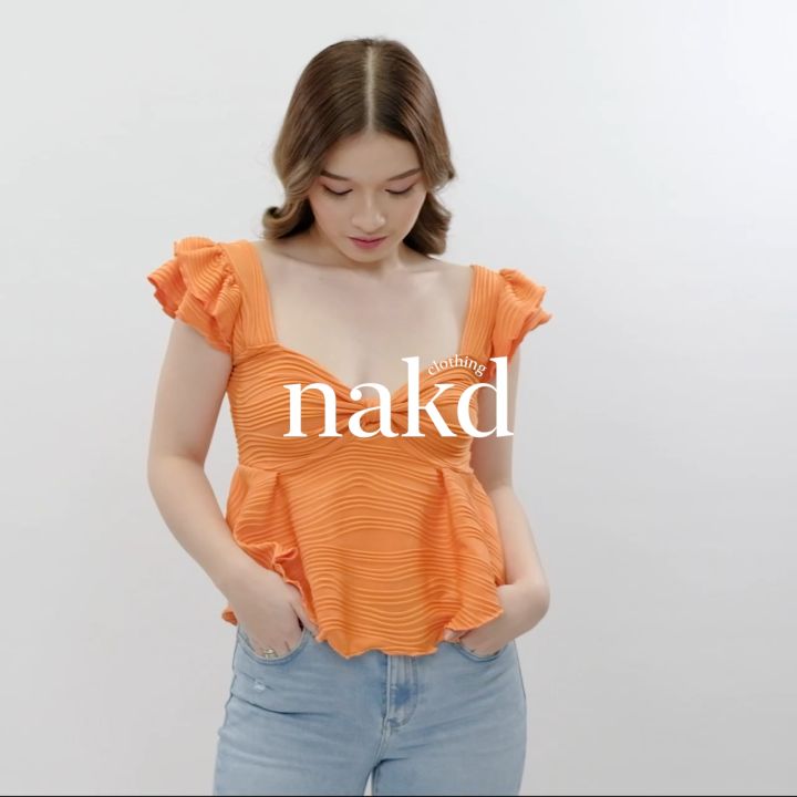 NAKD FASHION BARBARA SEXY RIBBOM RUFFLE SLEEVES PEPLUM DAILY CASUAL