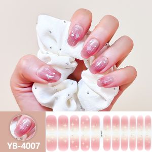 22Tips Semi-Cured Gel Nail Sticker Pure Color Uv/Led Lamp Gel Nail Polish Wraps Long-Lasting Full Cover Gel Sticker Nail Decor