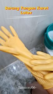 Sarung Tangan Latex Karet Alami Tebal 38cm / House Hold Gloves Yellow Panjang dan Tebal / Industrial Gloves Latex