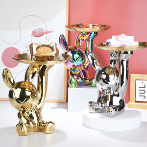 Creative Space Rabbit Key Storage Hand up Plate Decoration Entrance Home Decor Moving New Home Opening Gift Ceramic Material